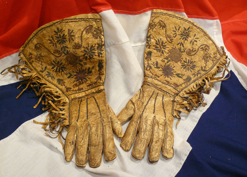 A Pair of Original & Extraordinarily Beautiful, First Nation, Antique American Wild West Frontier Riding Gauntlets. Made for Settlers and Trade Market of The American Frontiersmen, Such As Army Scouts, Pony Express Riders & Buffalo Hunters. Likely, 1840’s