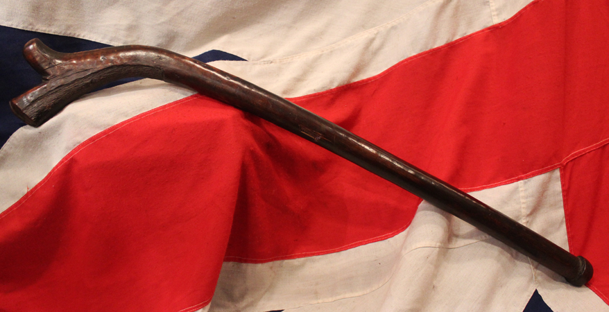 A Beautiful Antique Fijian 'Snake Club' Gata Waka, A Fijian Warrior's Battle Club With Skull Splitter End, Also Known as a Gunstock Club