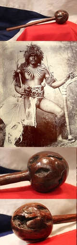 A Most Fine & Beautiful, Rare 18th Century Antique, Fijian Ula Drisia South Seas Island Warrior’s Throwing Club. From the Captain Cook Period Showing Excellent Natural Age Patination