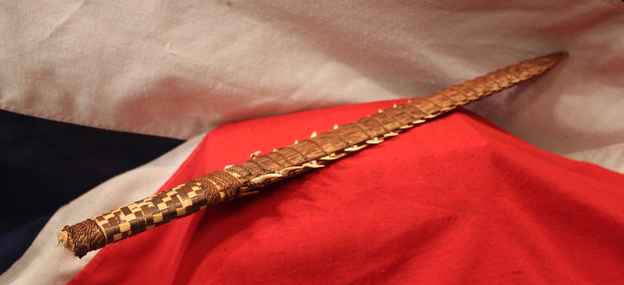 A Rare & Incredible Gilbert Islands Shark’s Tooth Kiribati Warriors Sword. In the Native Culture of The Islands It Is Called a Tebute.