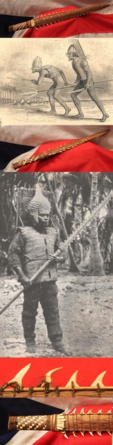 A Rare & Incredible Gilbert Islands Shark’s Tooth Kiribati Warriors Sword. In the Native Culture of The Islands It Is Called a Tebute.