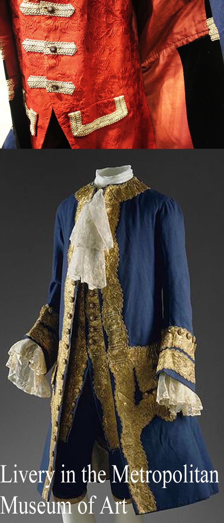 A Superb 'Valet de Pied a la Maison' Footman's Livery Frock Coat, in Dark Blue Velvet, Silk Damask, Silver Bullion and Fine Lace, With Handmade Cut-Steel Marquesite Buttonning