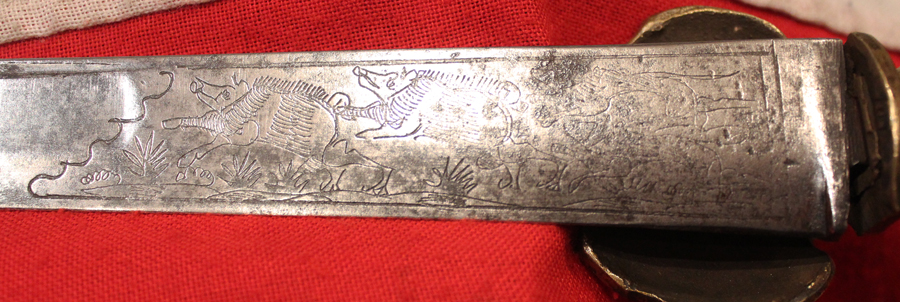 A Wondrous Quality 18th Century Gilt Bronze Hilted Royal Naval Officers Sword of Hunting Hanger Form