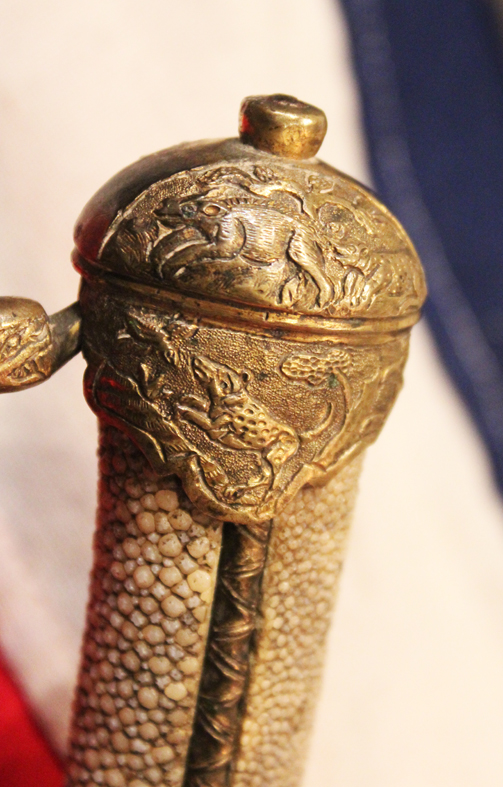 A Wondrous Quality 18th Century Gilt Bronze Hilted Royal Naval Officers Sword of Hunting Hanger Form