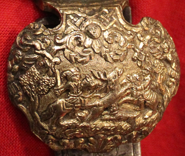 A Wondrous Quality 18th Century Gilt Bronze Hilted Royal Naval Officers Sword of Hunting Hanger Form