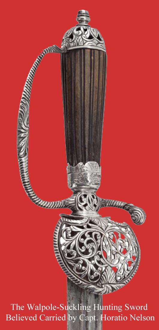 A Wondrous Quality 18th Century Gilt Bronze Hilted Royal Naval Officers Sword of Hunting Hanger Form