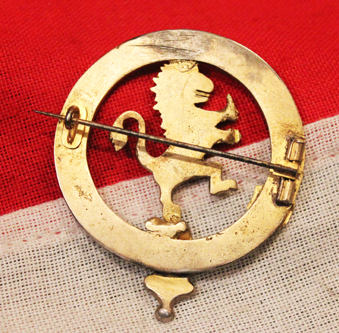 Royal Scottish Clan Glengarry Badge 'In Defence' Lion Rampant, Gilt