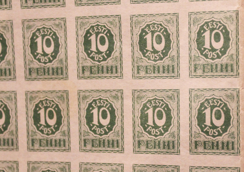 A Superb Sheet of Estonian 10 Penni Stamps Issued In 1919