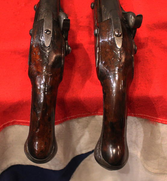 A Wonderful & Historical Pair of Mid 18th Century 'Royal' French Long Holster Pistols, Marked 'Cour Royal', 1754 American Anglo-French-Indian War & Revolutionary War of 1776 Period Flintlocks, Circa 1750. Made For An Officer Of the French Royal Court