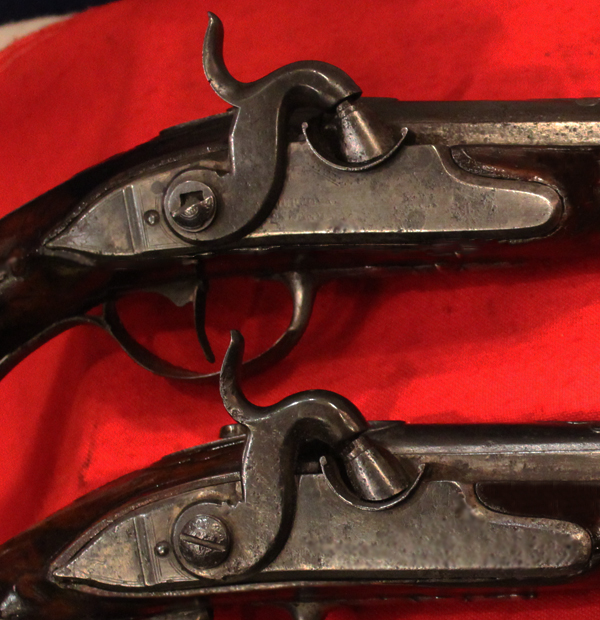 A Wonderful & Historical Pair of Mid 18th Century 'Royal' French Long Holster Pistols, Marked 'Cour Royal', 1754 American Anglo-French-Indian War & Revolutionary War of 1776 Period Flintlocks, Circa 1750. Made For An Officer Of the French Royal Court