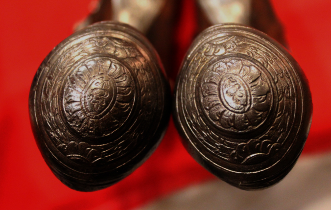 A Wonderful & Historical Pair of Mid 18th Century 'Royal' French Long Holster Pistols, Marked 'Cour Royal', 1754 American Anglo-French-Indian War & Revolutionary War of 1776 Period Flintlocks, Circa 1750. Made For An Officer Of the French Royal Court