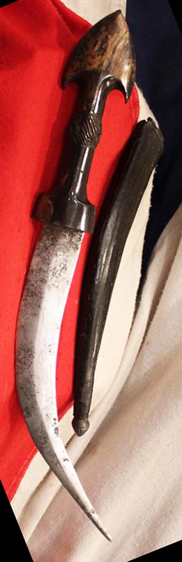 A Beautiful, Early 19th Century, Antique 'Tiger's Claw' Carved Horn Hilted Khanjar Dagger