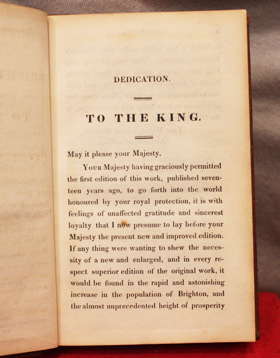 A Most Rare, Circa 1822, Brown Calf & Morocco Leather Bound Volume of 'The Stranger in Brighton' & Baxter's Directory. Compiled and Published by by J.Baxter of North Street Brighton