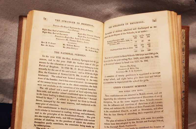 A Most Rare, Circa 1822, Brown Calf & Morocco Leather Bound Volume of 'The Stranger in Brighton' & Baxter's Directory. Compiled and Published by by J.Baxter of North Street Brighton