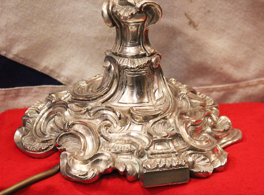 A Magnificent & Fabulous Quality Antique French Rococo Silver Table Lamp