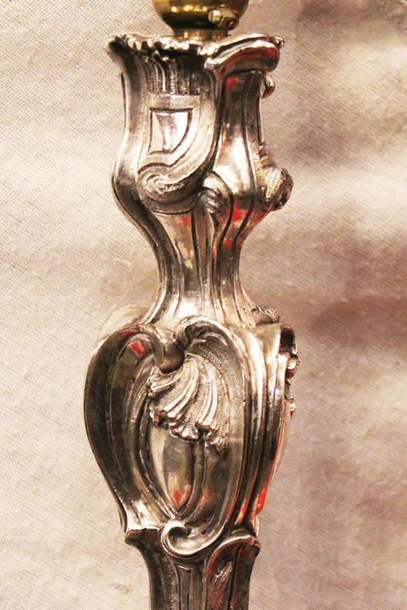 A Magnificent & Fabulous Quality Antique French Rococo Silver Table Lamp