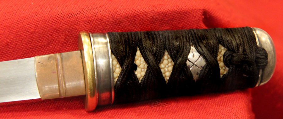 Wonderful High Grade, Samurai Dagger From The Koto Era, Armour PiercingTanto By Kanesada. A Tanto of Likely A Highest Ranked Retainer of the Great Takeda Shingen 武田 信玄 & Bearing His Silver Mon {Crest}. Around 500 Years Old