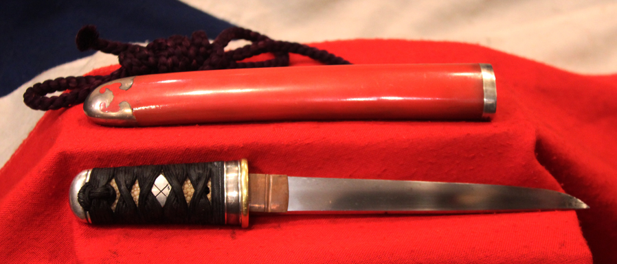 Wonderful High Grade, Samurai Dagger From The Koto Era, Armour PiercingTanto By Kanesada. A Tanto of Likely A Highest Ranked Retainer of the Great Takeda Shingen 武田 信玄 & Bearing His Silver Mon {Crest}. Around 500 Years Old