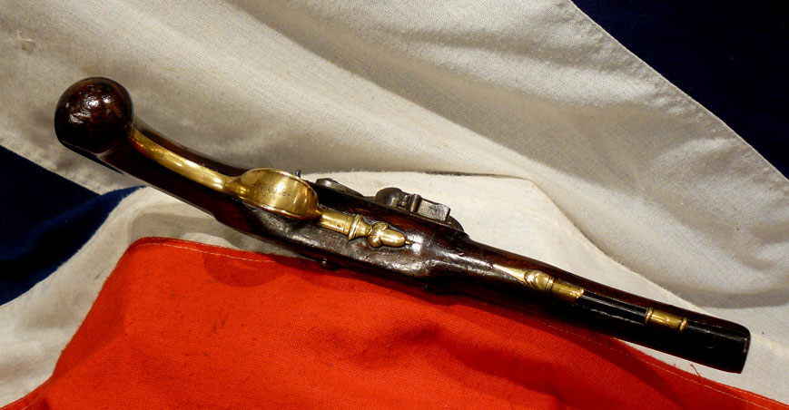 A Good, Antique, 18th century, King George IIIrd Flintlock Officer’s Pistol by Wheeler, Used in the Peninsular War and Waterloo