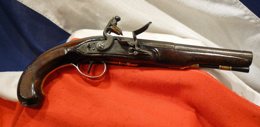 A Good, Antique, 18th century, King George IIIrd Flintlock Officer’s Pistol by Wheeler, Used in the Peninsular War and Waterloo