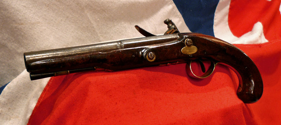 A Good, Antique, 18th century, King George IIIrd Flintlock Officer’s Pistol by Wheeler, Used in the Peninsular War and Waterloo