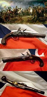 A Good, Antique, 18th century, King George IIIrd Flintlock Officer’s Pistol by Wheeler, Used in the Peninsular War and Waterloo