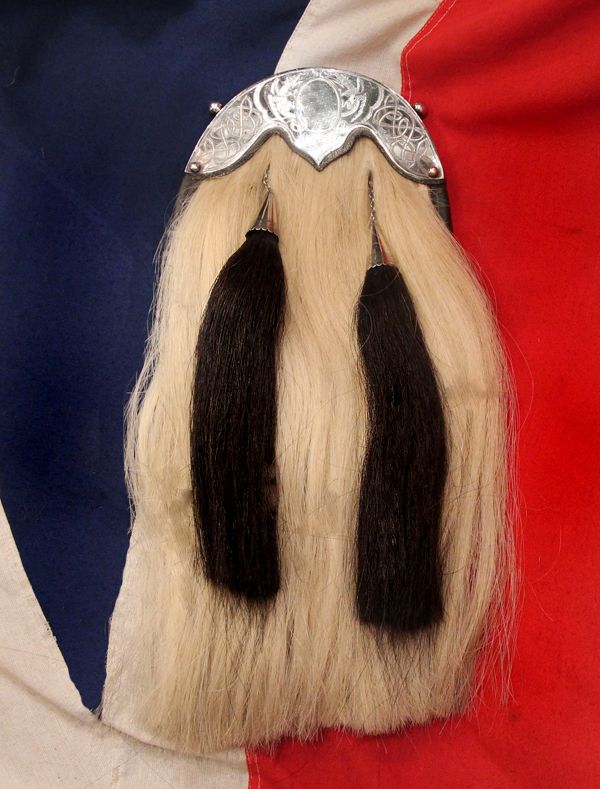 A Most Fine Victorian Scottish Military Horsehair Sporran with Silver Cantle and Tassels