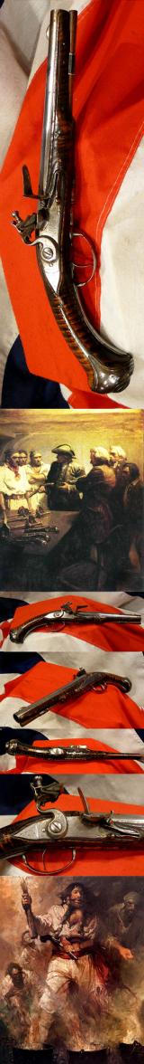 A Most Fine and Beautiful 18th Century French Flintlock Circa 1740. A Superb Flintlock Much Favoured By Pirate, Privateer, Buccaneer & Corsair Captain's, From The Mid 18th Century to The Napoleonic Wars Era. Finest 'Tiger Stripe' Maple Stock