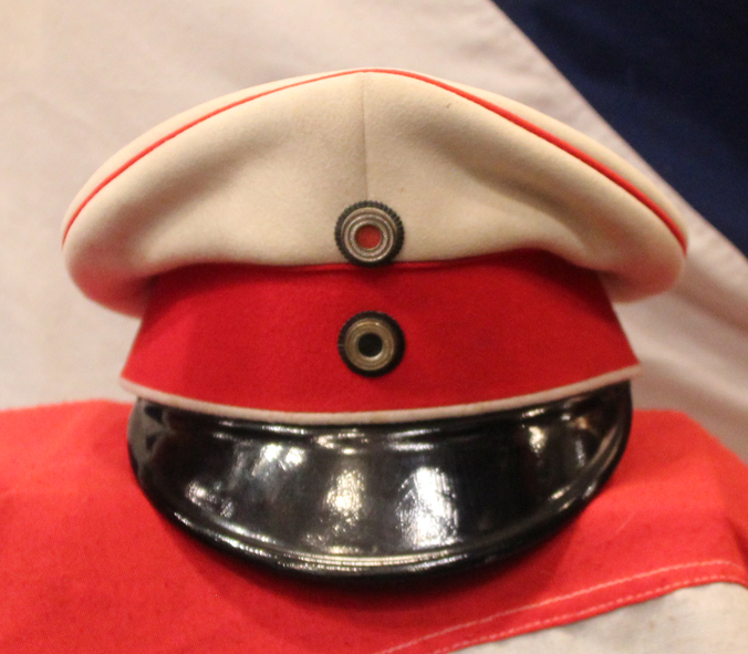 A Most Rare Imperial German Elite ‘Gardes du Corps’ Officer’s Cap, In White and Scarlet, The Very Same General Officer’s Cap of The Regiment As Worn By Kaiser Wilhelm IInd & Crown Prince Wilhelm of Hohenzollern