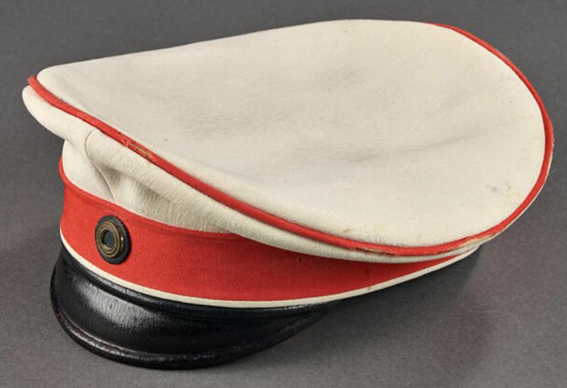 A Most Rare Imperial German Elite ‘Gardes du Corps’ Officer’s Cap, In White and Scarlet, The Very Same General Officer’s Cap of The Regiment As Worn By Kaiser Wilhelm IInd & Crown Prince Wilhelm of Hohenzollern
