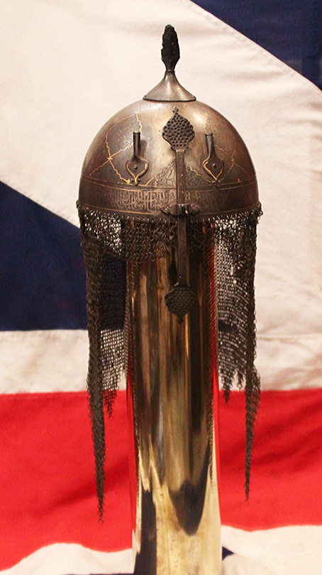 A Simply Stunning And Historical Persian Kulah Khud Helmet, Qajar Era, Surmounted with an Ancestor's War Trophy, A 12th Cent. Crusaders Arrow, To Represent the Traditional Kulah Khud Helmet Spike