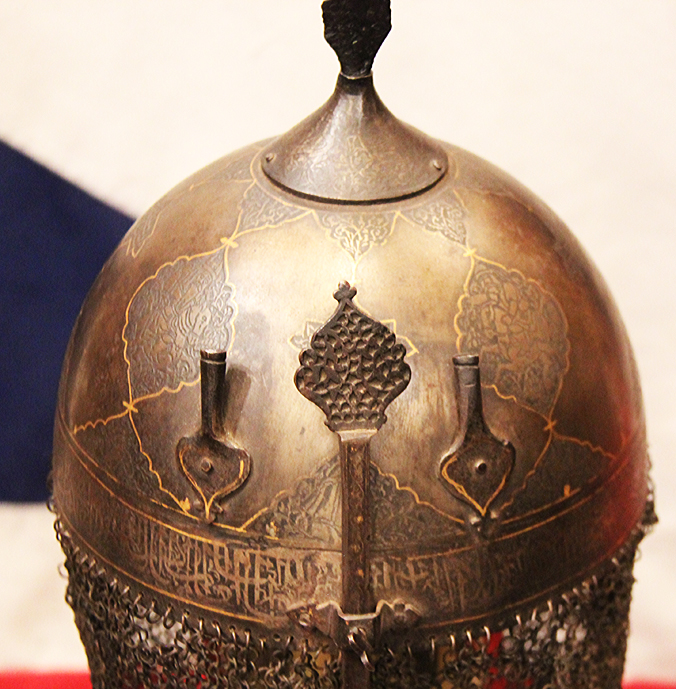 A Simply Stunning And Historical Persian Kulah Khud Helmet, Qajar Era, Surmounted with an Ancestor's War Trophy, A 12th Cent. Crusaders Arrow, To Represent the Traditional Kulah Khud Helmet Spike