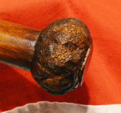 A 13th Century Iron Head, Crusader Knight's Battle Mace, 800 Years Old, Mounted Upon A Later Museum's Display Haft