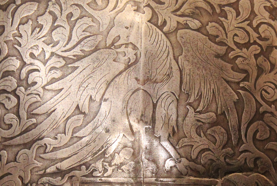 A Superb Antique Historismus Armour Breastplate Stunningly Etched With Heraldic Beasts, The Form of Armour Worn by Conquistadors Officers and Commanders.