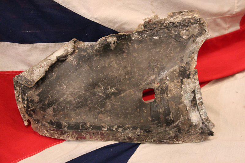 A Large Original Recovered Piece of a WW2 German Crashed Bomber's Alloy Wing Top Panel