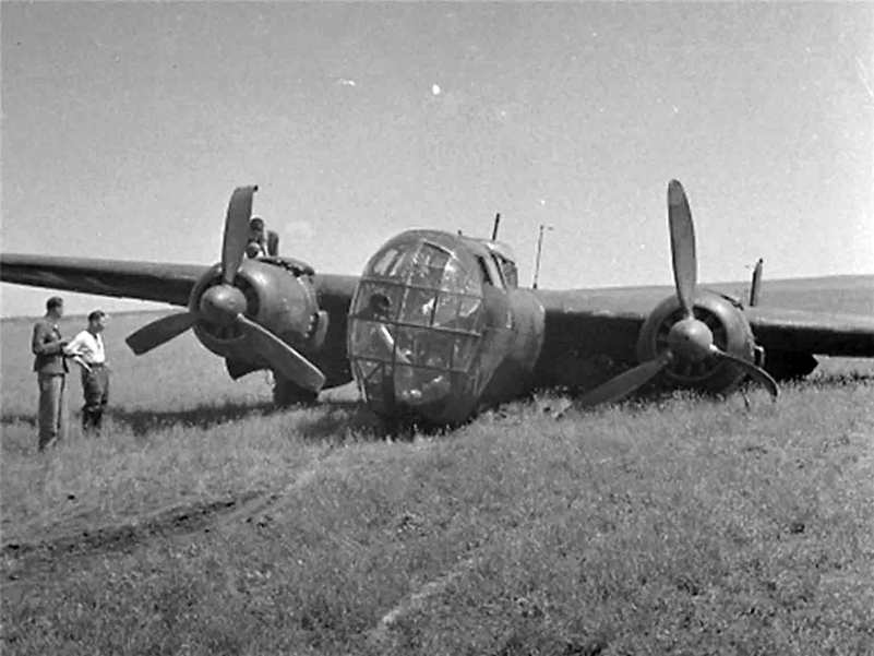 A Large Original Recovered Piece of a WW2 German Crashed Bomber's Alloy Wing Top Panel