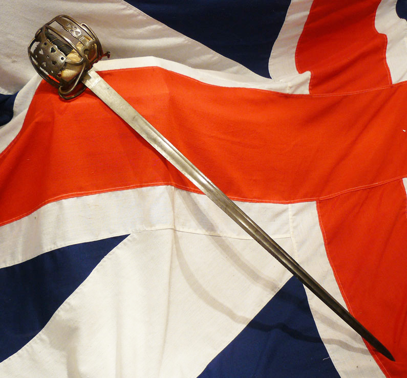 A Spectacular & Beautiful 'Harvey' British Dragoon Basket Hilted Sword, Culloden Period, With Large King George's Crown & Cypher Engraved Blade Museum Grade Example