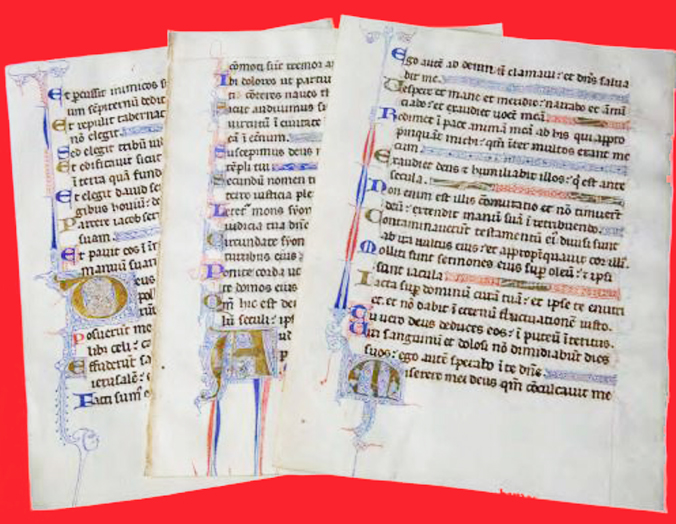 All Now Sold +++Individual Illuminated Psalter Leaves, 12th to 13th Century