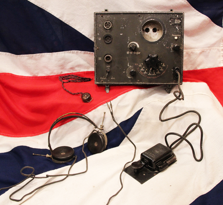 A Super WW2 Luftwaffe Bomber Radio, Morse Tapper and Earphones. Deutche Telefonwerk und Kabelindustrie ag Berlin Likely From A Heinkel He 111