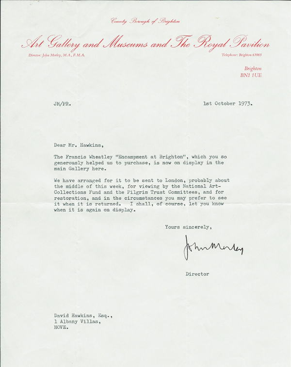 Another Reason To Visit Brighton-by-the-Sea This Summer. To Visit the Magnificent Pavilion Palace & View ‘The Encampment At Brighton’, by Francis Wheatley, RA, 1747-1801. Which We Were Most Proud To Assist & Enable It’s Donation to Brighton 50 Years Ago