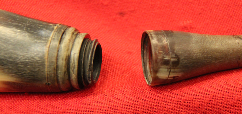 A Georgian 18th century Carved Horn Primer or Pistol Flask