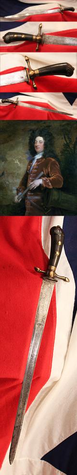 A Fine and Beautiful Carved Horn Hilted 18th Century Royal Naval Officer's Hanger Sword, Cutlass or Cuttoe