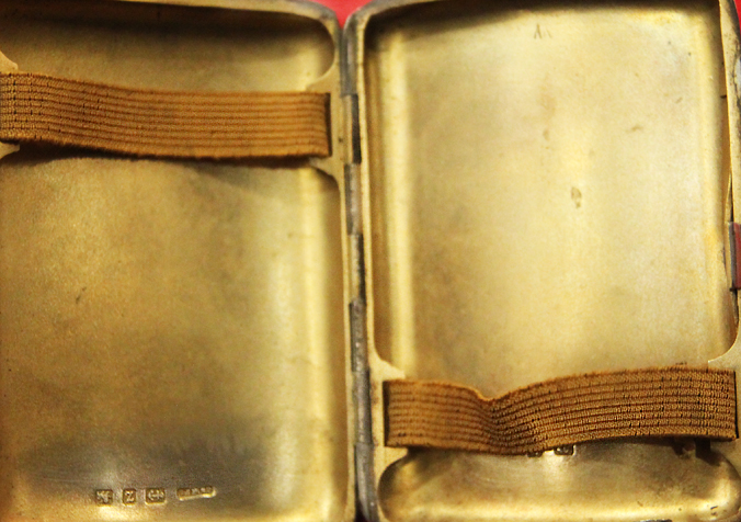 Fabulous Solid Silver & Enamel, Cigarette Case of Rudyard Kipling’s, Richard Caton Woodville’s and Sir Arthur Sullivan’s Boer War Soldier’s Relief Fund. ‘The Absent Minded Beggar, A Gentleman in Kharki. By Victorian Silversmiths Saunders & Shepherd