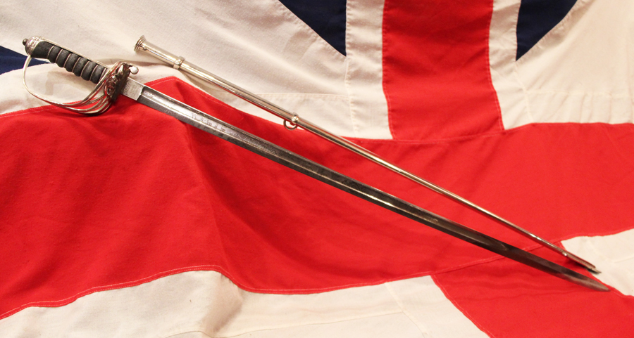 A Most Rare Silver Presentation British Raj Imperial Police Officer's Sword. The Very Same Type of Rare Officer's Sword Carried by George Orwell, Author of Animal Farm, 1984, When He Was Assistant District Superintendent of Imperial Police of Burma