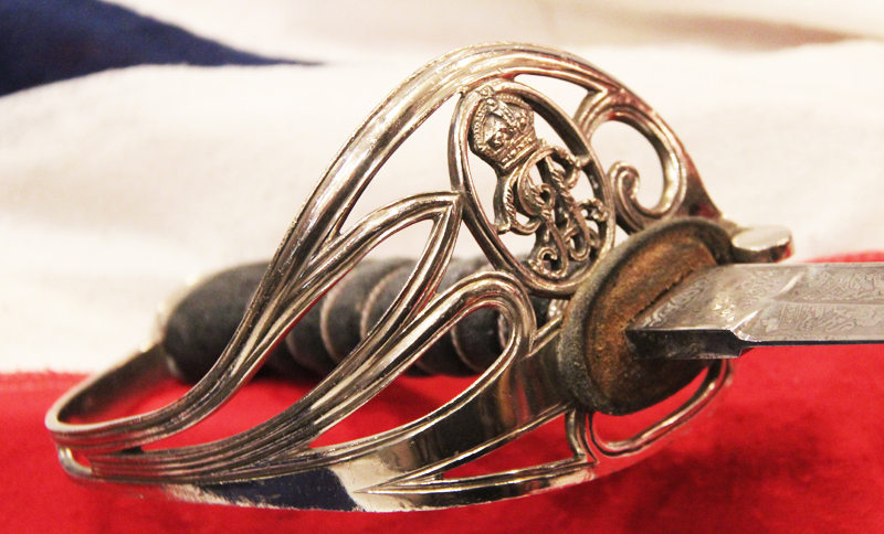 A Most Rare Silver Presentation British Raj Imperial Police Officer's Sword. The Very Same Type of Rare Officer's Sword Carried by George Orwell, Author of Animal Farm, 1984, When He Was Assistant District Superintendent of Imperial Police of Burma