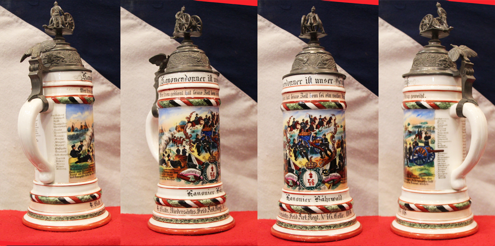 A Very Attractive Pre WW1 German Military Beer Stein of the 46th Artillery