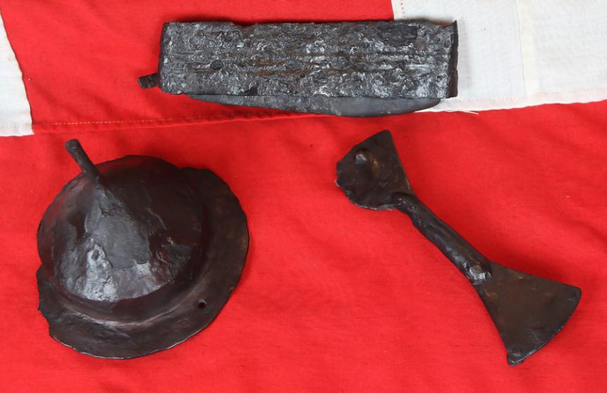 A Superb & Very Rare Original Grouping, 5th to 7th Century Roman & Goth Period 'Ceremonially Folded' Sword, From a Pagan Ritual, A Warrior or Legionary's Spartha Sword, and War Shield Mounts