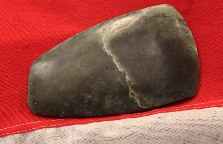 A Wonderful, & Most Rare New Zealand Maori Jade Large Hand Axe 13th-17th Century Pounamu Toki