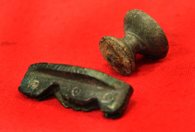 A Super Roman Dagger Pommel and Scabbard Mount. Around 2000 Years Old, From 100 bc to 100 ad