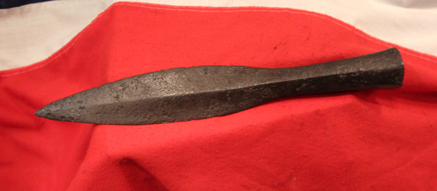 An Incredible 1100 Year Old, Viking, Great Hewing Spear, a Hggspjt, A Viking Museum Piece. With Extremely Rare Norse 'Knotwork' Runic Engraving Still Present. A Powerful Spear of Incredible Heft